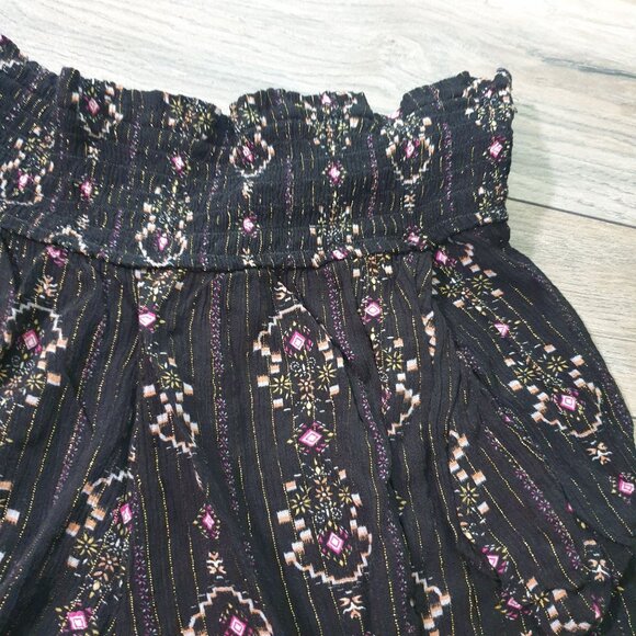 Threedots Boho Style Black Floral Print Women Shorts Elastic XL Size 28 Waist - Picture 3 of 5